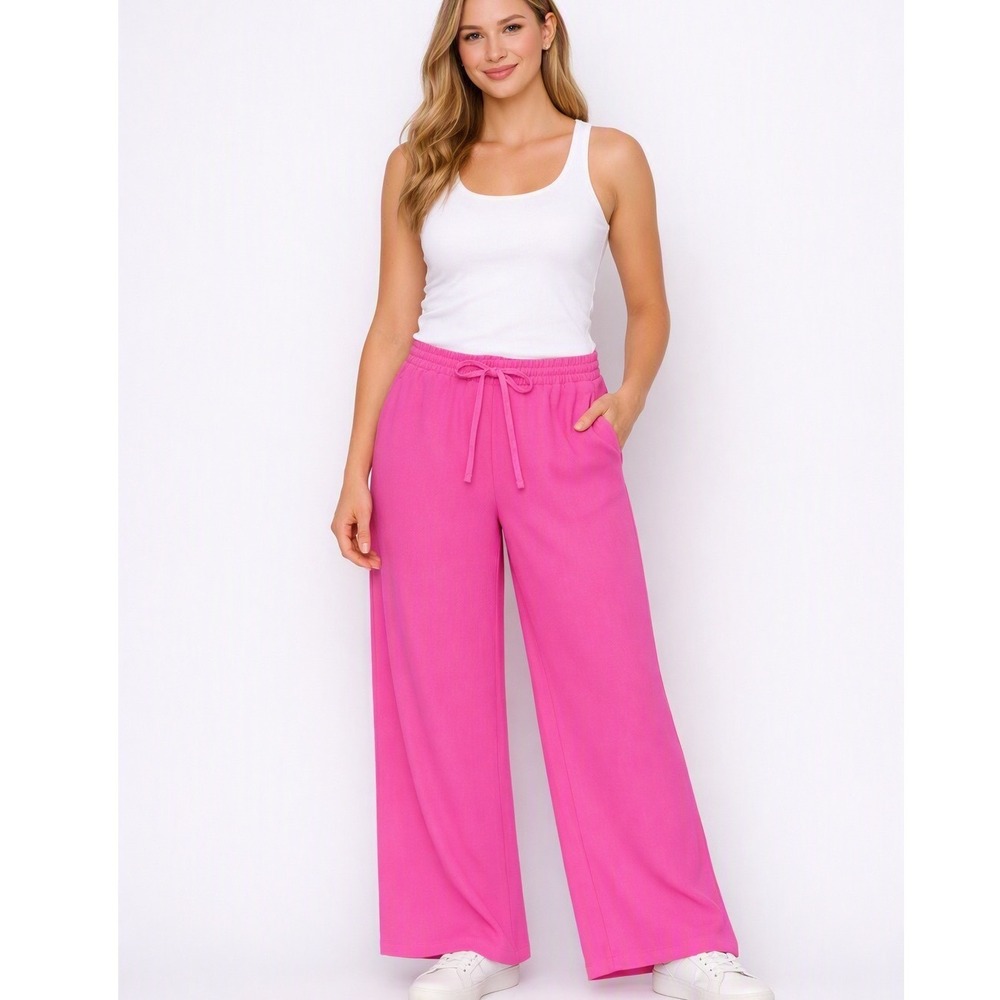 Zenana Hot Pink Wide Leg Pants